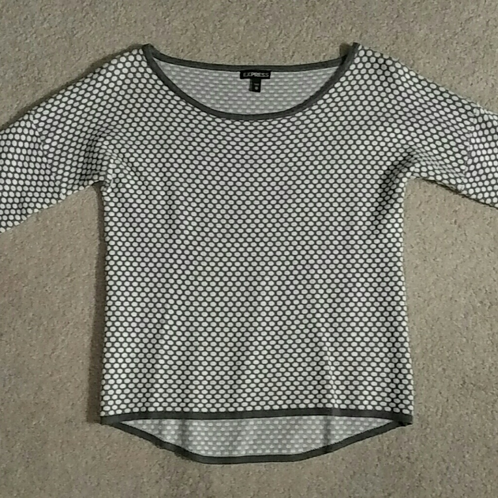 Express grey and white polka dot sweater